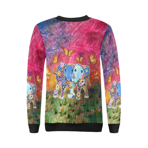 Dancing Elephants Women's Sweatshirt All Over Print Crewneck Sweatshirt for Women (Model H18)