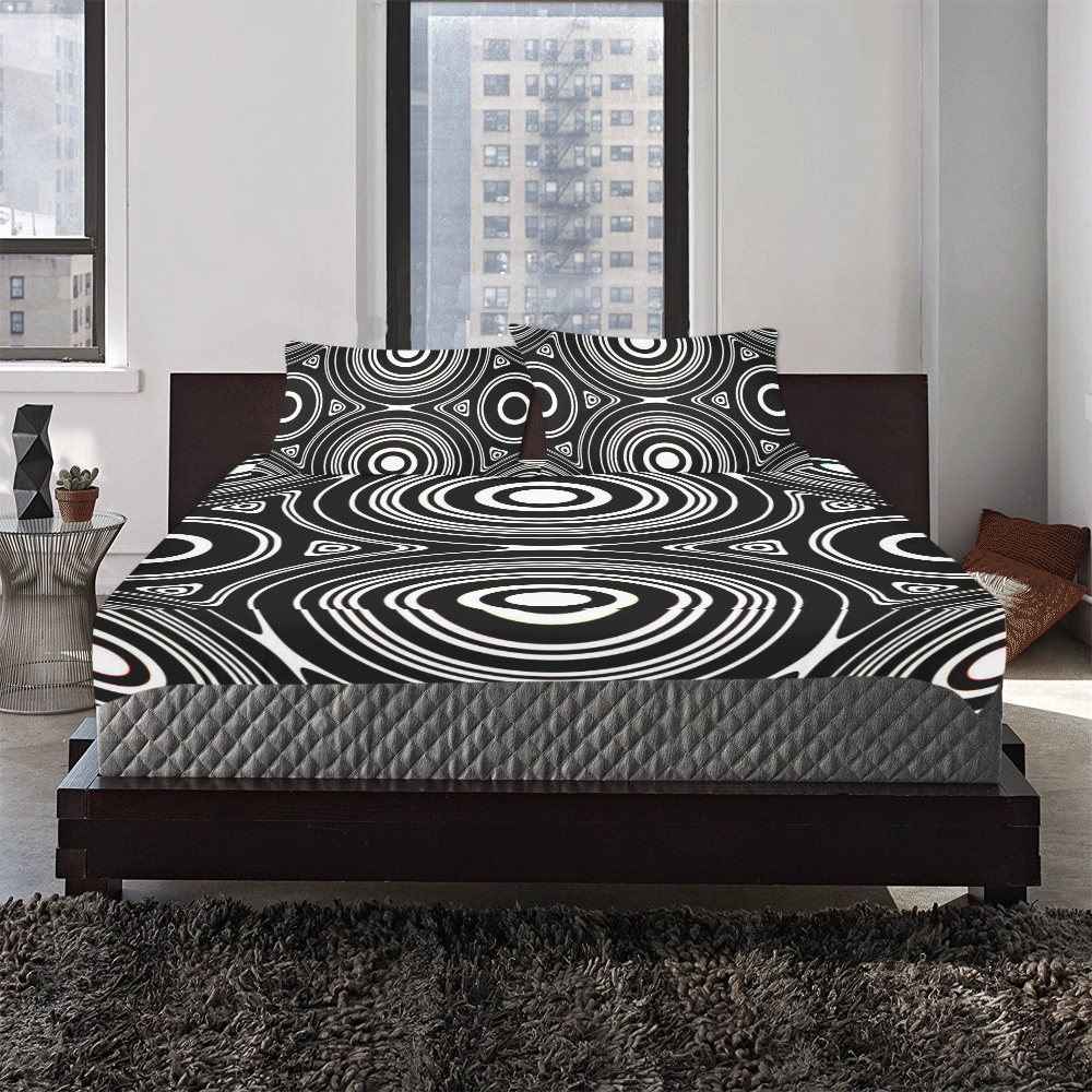 Concentric Circle Pattern 3-Piece Bedding Set