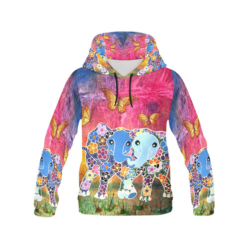 Dancing Elephants Men's Oversized Hoodie All Over Print Hoodie for Men/Large Size (USA Size) (Model H13)