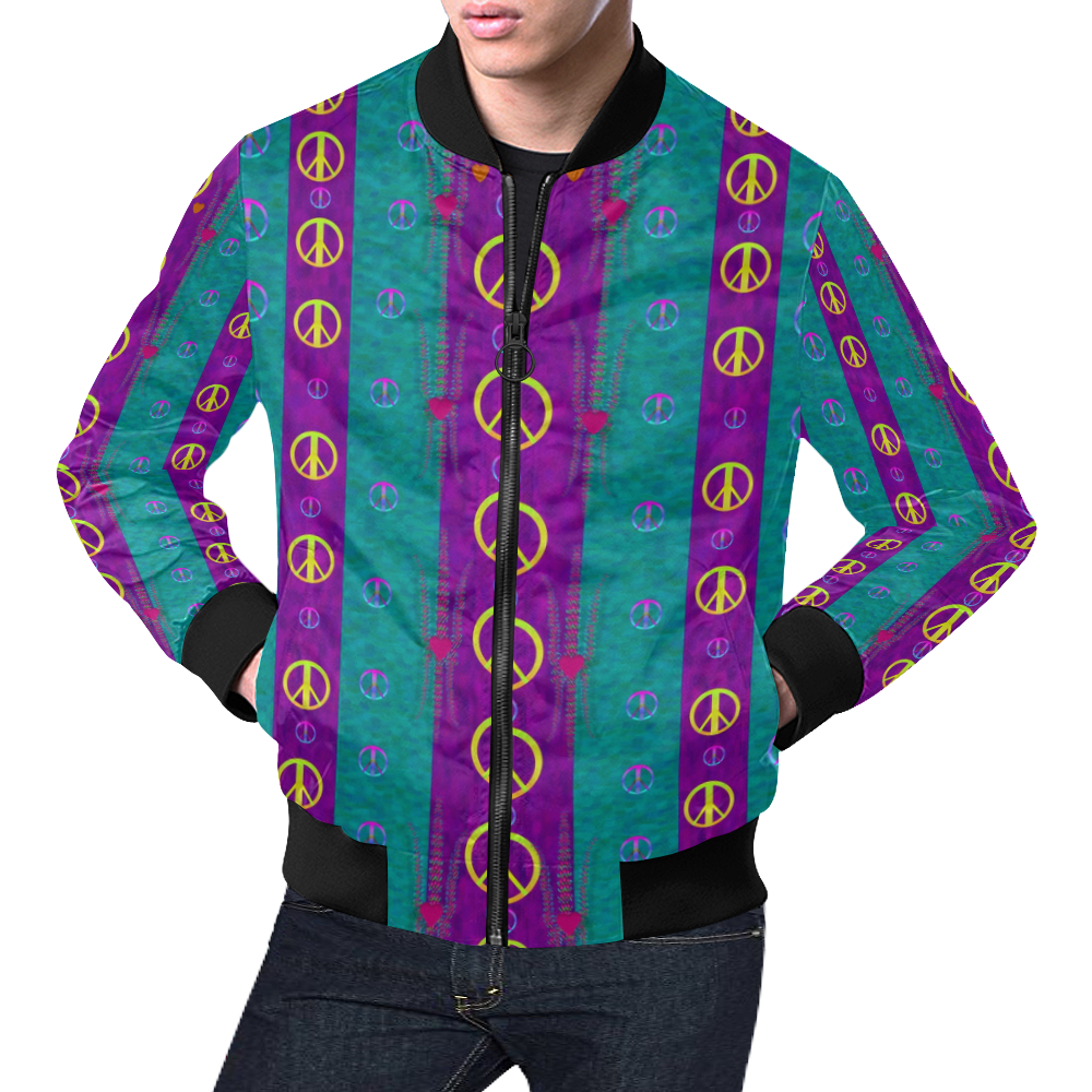 Peace be with us this wonderful year in true love All Over Print Bomber Jacket for Men (Model H19)