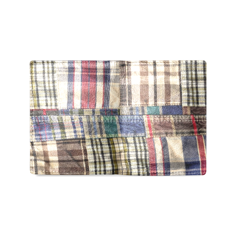 patchwork plaid tartan Men's Leather Wallet (Model 1612)