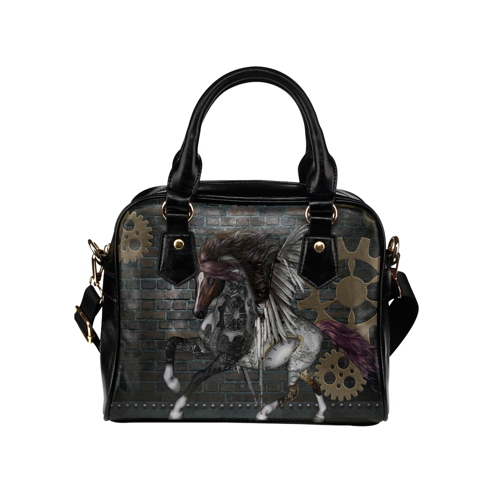 Steampunk, awesome steampunk horse with wings Shoulder Handbag (Model 1634)