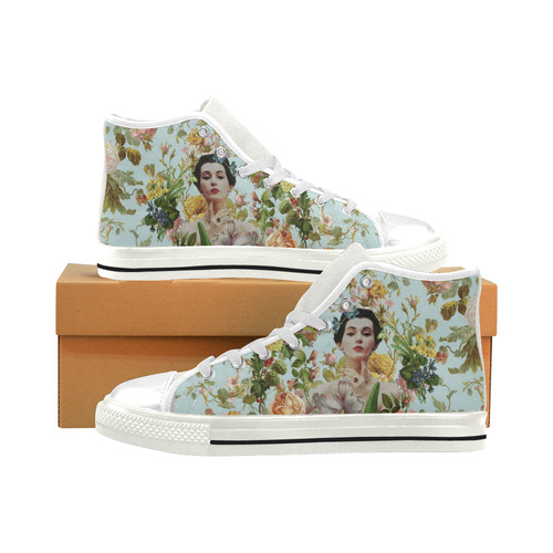 Flowers Abound Men’s Classic High Top Canvas Shoes (Model 017)