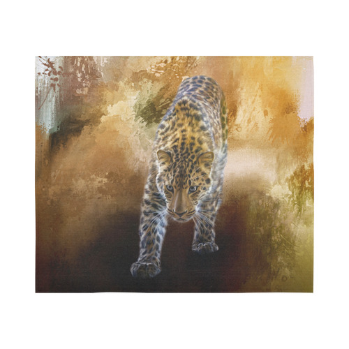 A fantastic painted russian amur leopard Cotton Linen Wall Tapestry 60"x 51"