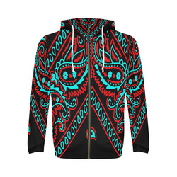 blue and red bandana 2 All Over Print Full Zip Hoodie for Men (Model H14)