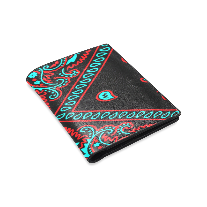 blue and red bandana 4 Men's Leather Wallet (Model 1612)