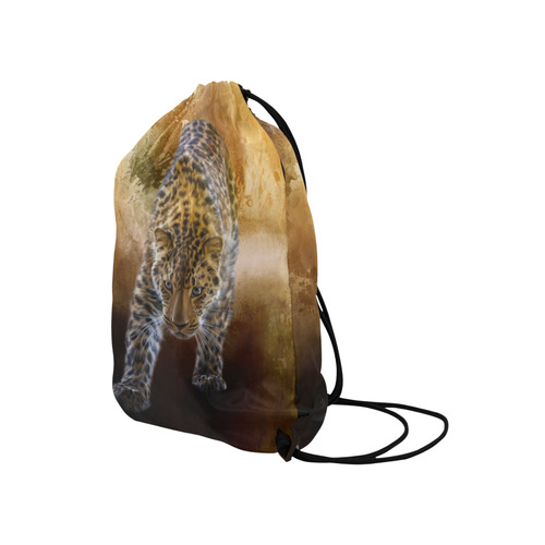 A fantastic painted russian amur leopard Medium Drawstring Bag Model 1604 (Twin Sides) 13.8"(W) * 18.1"(H)