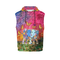 Dancing Elephants Men's Sleeveless Hoodie All Over Print Sleeveless Hoodie for Men (Model H15)