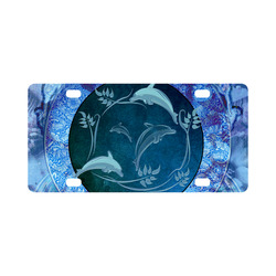 Dolphin with floral elelements Classic License Plate