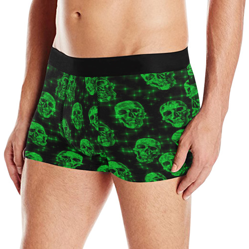 sparkling glitter skulls green by JamColors Men's All Over Print Boxer Briefs (Model L10)