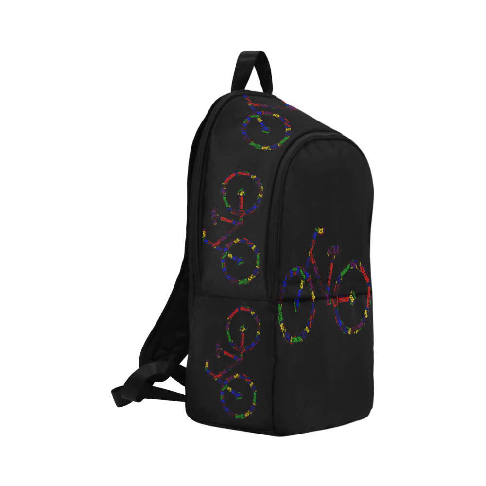 Backpack Laptop School Book Bag Colorful Portland Bikes Word Art Fabric Backpack for Adult (Model 1659)
