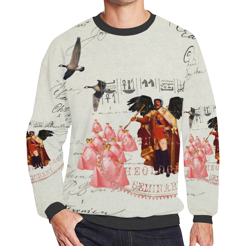 THE KING OF THE FIELD III Men's Oversized Fleece Crew Sweatshirt (Model H18)