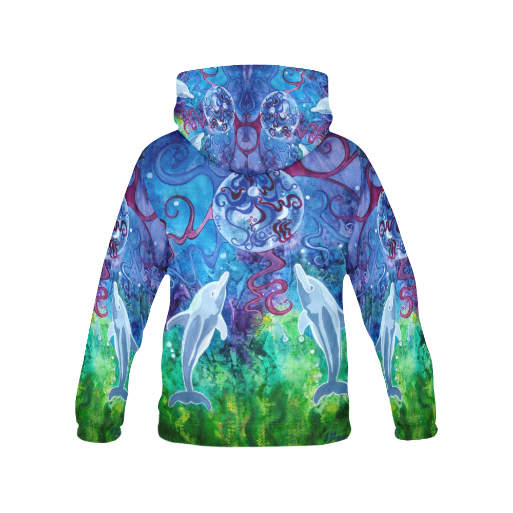 Dolphin Gaze Women's Hoodie All Over Print Hoodie for Women (USA Size) (Model H13)