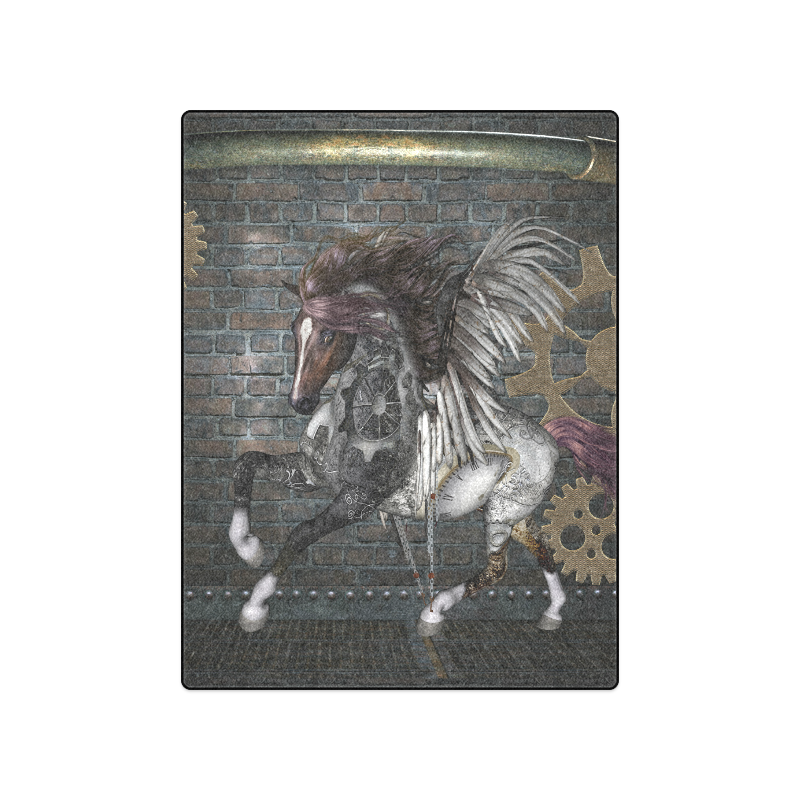 Steampunk, awesome steampunk horse with wings Blanket 50"x60"