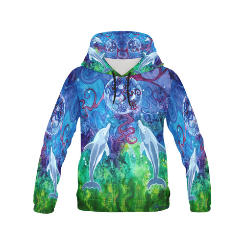 Dolphin Gaze Oversized Hoodie All Over Print Hoodie for Men/Large Size (USA Size) (Model H13)