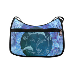 Dolphin with floral elelements Crossbody Bags (Model 1616)