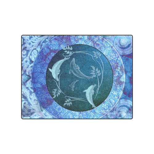 Dolphin with floral elelements Blanket 50"x60"