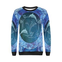 Dolphin with floral elelements All Over Print Crewneck Sweatshirt for Women (Model H18)