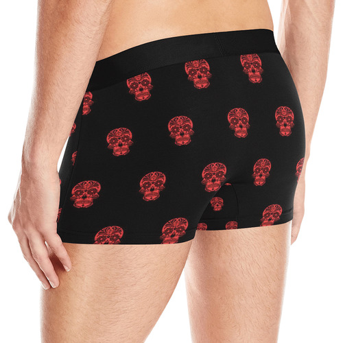 skull pattern red Men's All Over Print Boxer Briefs (Model L10)