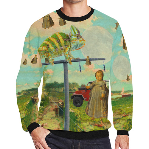 DANDELIONS Men's Oversized Fleece Crew Sweatshirt (Model H18)