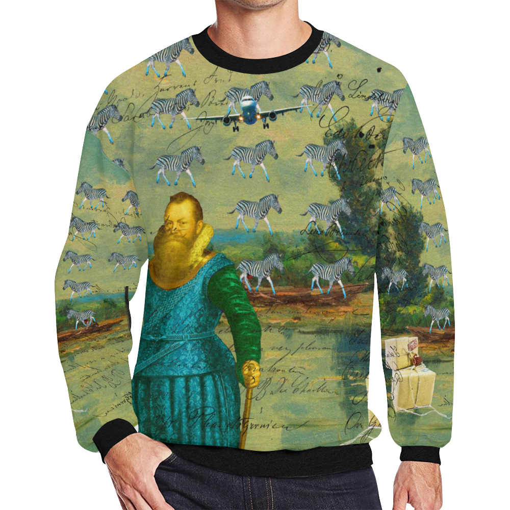 A PACKAGE FOR THE ZEBRAS Men's Oversized Fleece Crew Sweatshirt (Model H18)