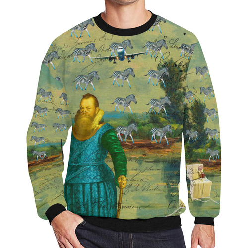 A PACKAGE FOR THE ZEBRAS Men's Oversized Fleece Crew Sweatshirt (Model H18)