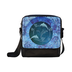 Dolphin with floral elelements Crossbody Nylon Bags (Model 1633)