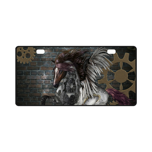 Steampunk, awesome steampunk horse with wings License Plate