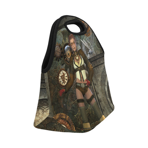 Awesome steampunk lady Neoprene Lunch Bag/Small (Model 1669)