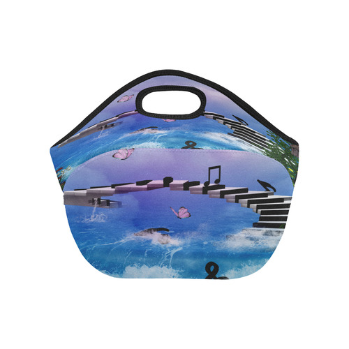 Music, piano on the beach Neoprene Lunch Bag/Small (Model 1669)
