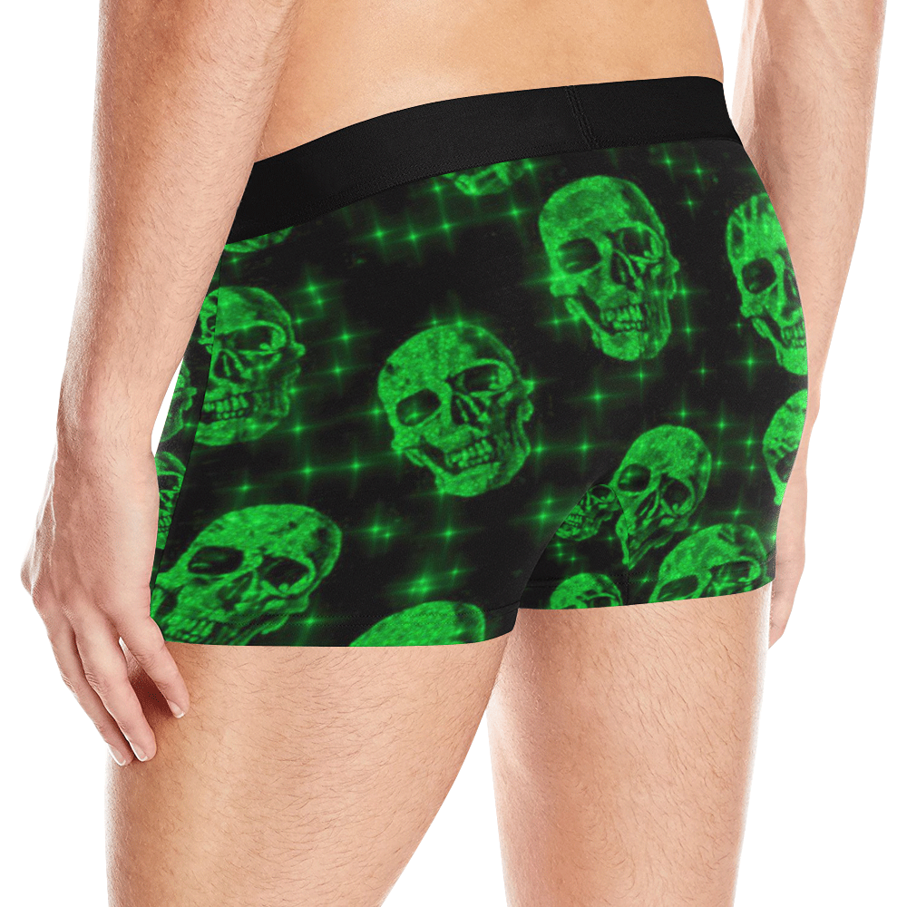 sparkling glitter skulls green by JamColors Men's All Over Print Boxer Briefs (Model L10)