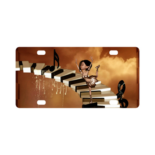 Little fairy dancing on the piano Classic License Plate