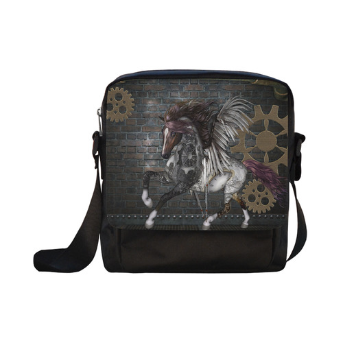 Steampunk, awesome steampunk horse with wings Crossbody Nylon Bags (Model 1633)