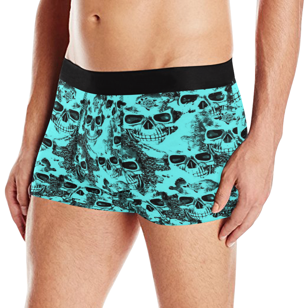 cloudy Skulls aqua by JamColors Men's All Over Print Boxer Briefs (Model L10)