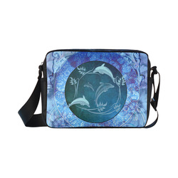 Dolphin with floral elelements Classic Cross-body Nylon Bags (Model 1632)