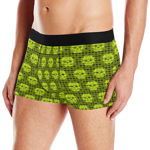 skulls and hearts,yellow by JamColors Men's All Over Print Boxer Briefs (Model L10)