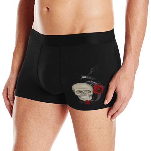 Gothic Skull With Raven And Roses Men's All Over Print Boxer Briefs (Model L10)