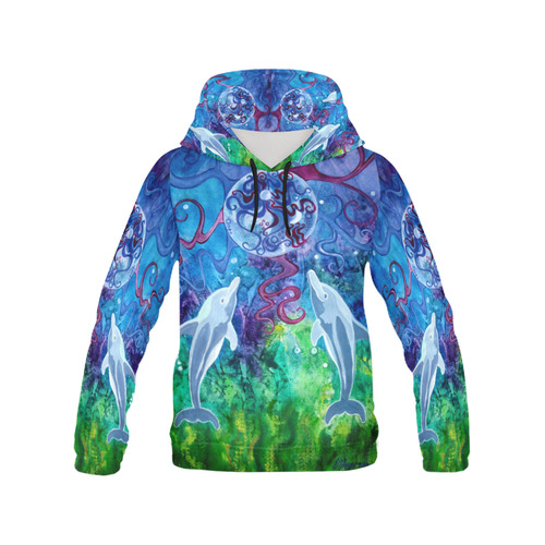 Dolphin Gaze Women's Hoodie All Over Print Hoodie for Women (USA Size) (Model H13)