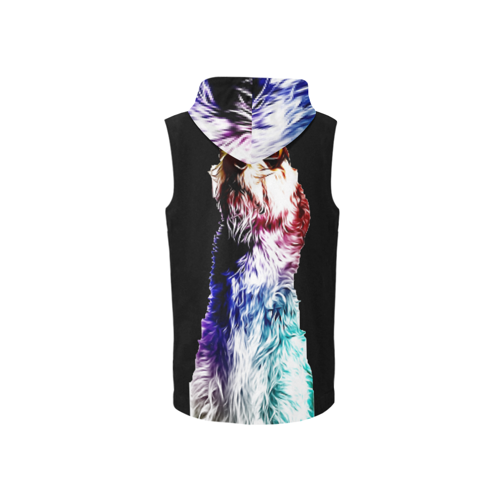 Cool Dog Vest All Over Print Sleeveless Zip Up Hoodie for Women (Model H16)