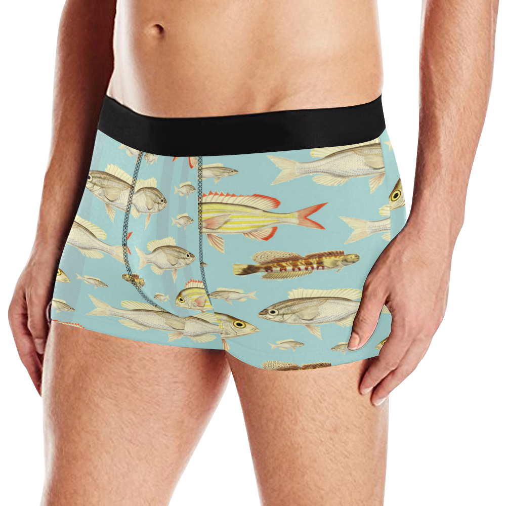 VINTAGE MOTORCYCLES AND COLORFUL FISH... IN THE MOUNTAINS Men's All Over Print Boxer Briefs (Model L10)