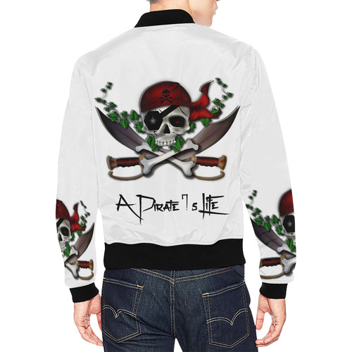 Skull Pirate's Life -white All Over Print Bomber Jacket for Men (Model H19)