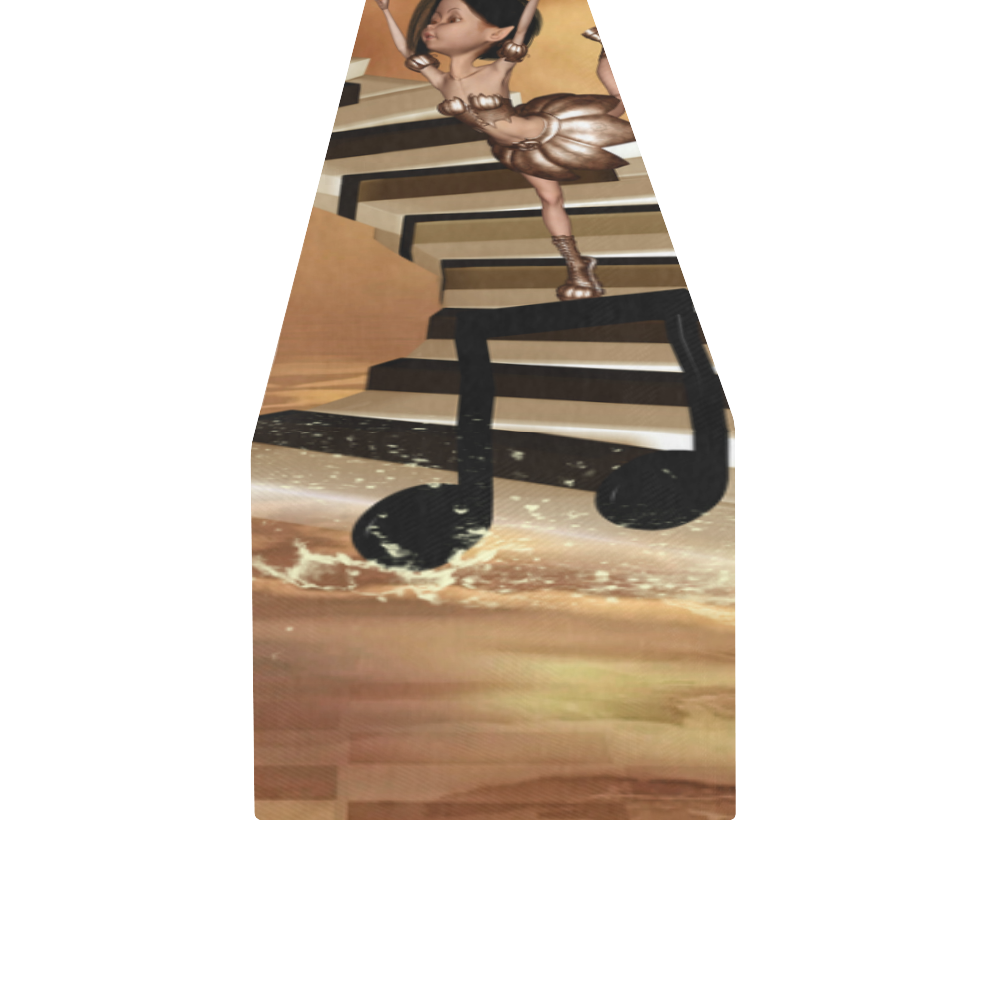 Little fairy dancing on the piano Table Runner 14x72 inch
