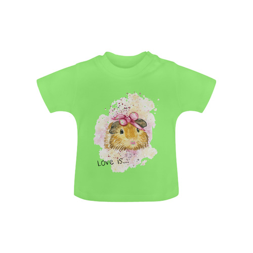 Love is... a Guinea Pig Green Baby Classic T-Shirt (Model T30)