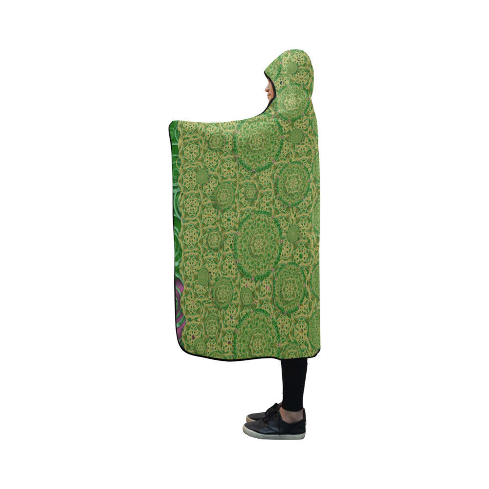 Stars in the wooden forest night in green Hooded Blanket 50''x40''