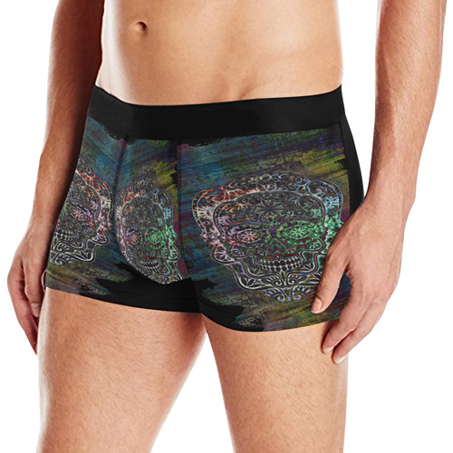 Día De Los Muertos Skull Ornaments Full Brush Men's All Over Print Boxer Briefs (Model L10)