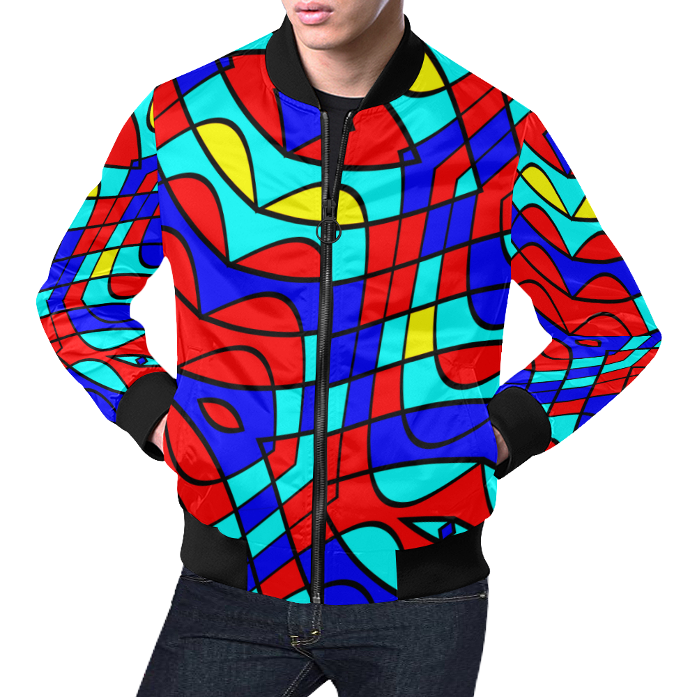 Colorful bent shapes All Over Print Bomber Jacket for Men (Model H19)