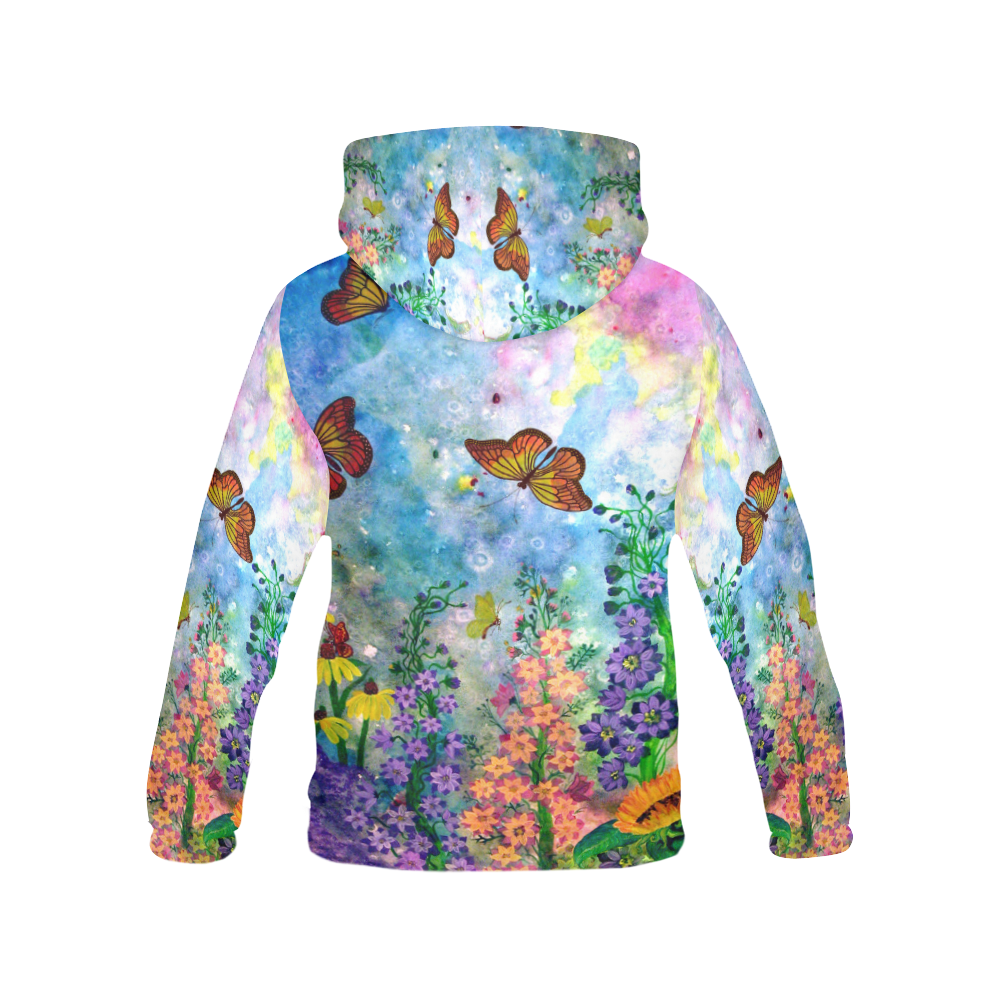 Butterfly Garden Women's Hoodie All Over Print Hoodie for Women (USA Size) (Model H13)
