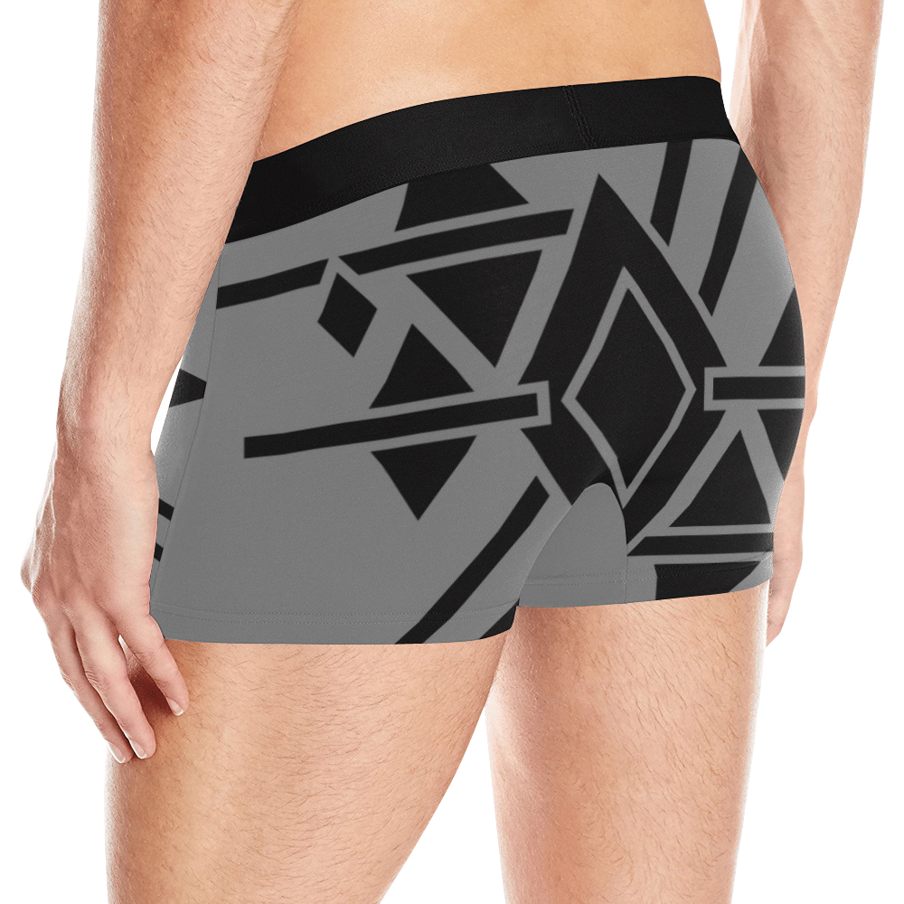 Black Geometric Art Stripes Triangles Rhombuses Men's All Over Print Boxer Briefs (Model L10)