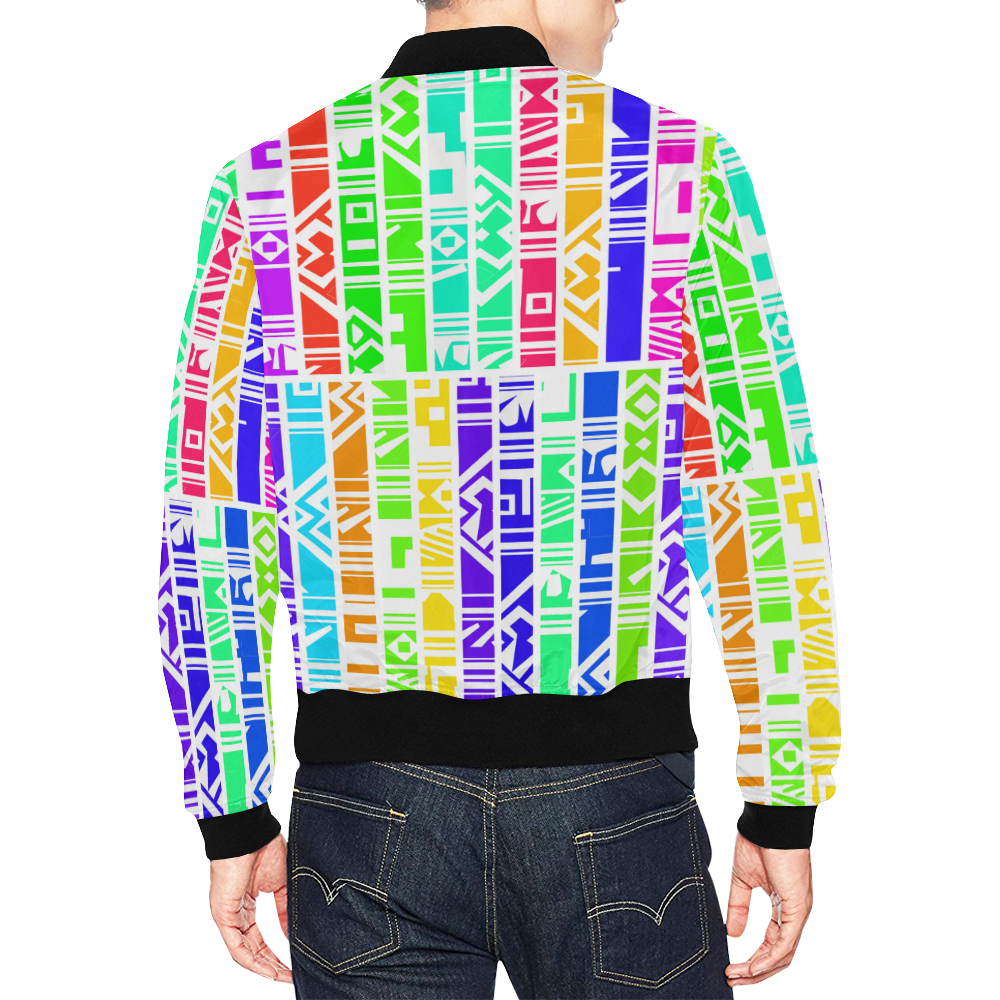 Colorful stripes All Over Print Bomber Jacket for Men (Model H19)