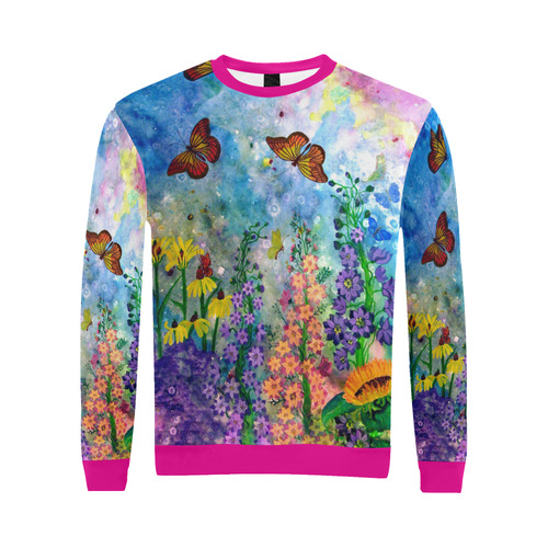 Butterfly Garden Oversized Sweatshirt All Over Print Crewneck Sweatshirt for Men/Large (Model H18)